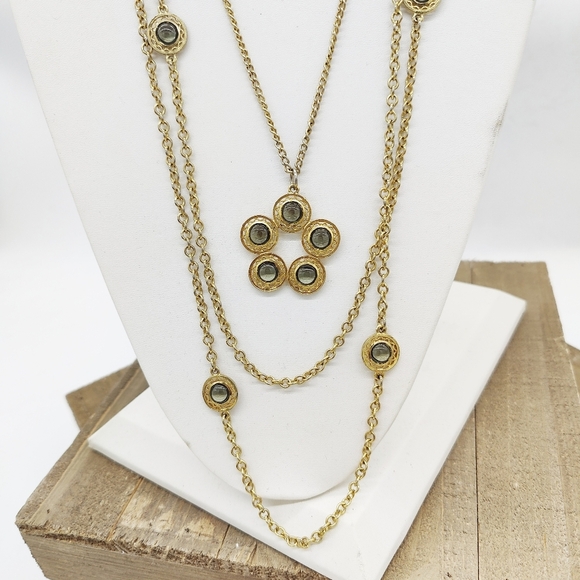 Vintage Gold Tone Necklace • 60s Mod • Extra Long - Picture 3 of 5